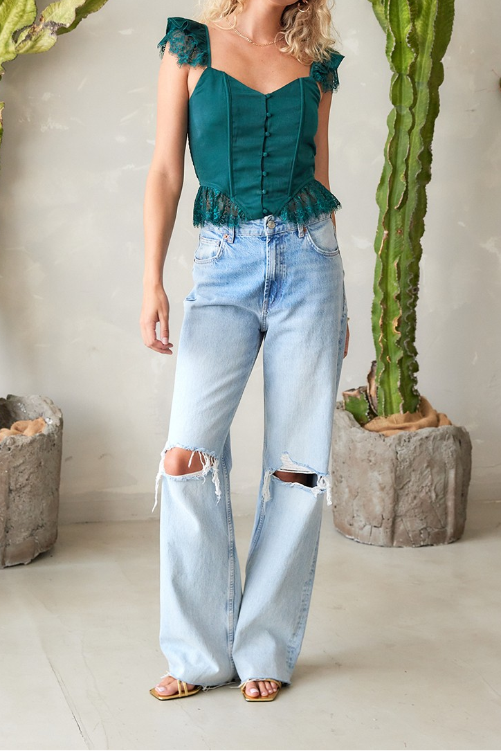 Satin Lace Top