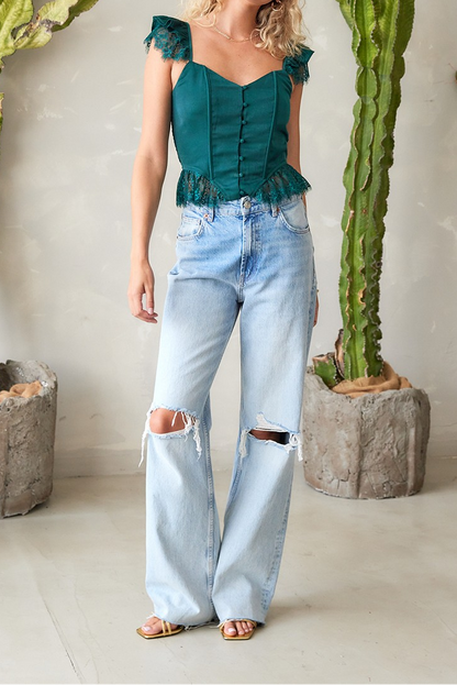 Satin Lace Top