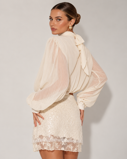 Champagne Hour Sequin Lace Mini Skirt Set