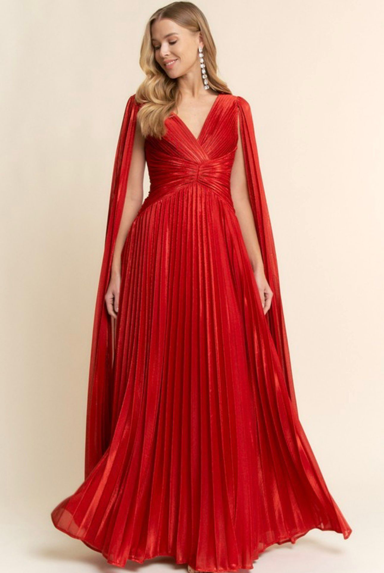 Rouge Rhapsody Pleated Gown