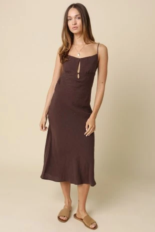 Elena Linen Open-Back Midi