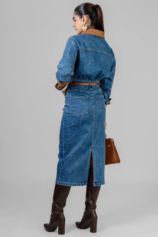 Denim Suede Dress