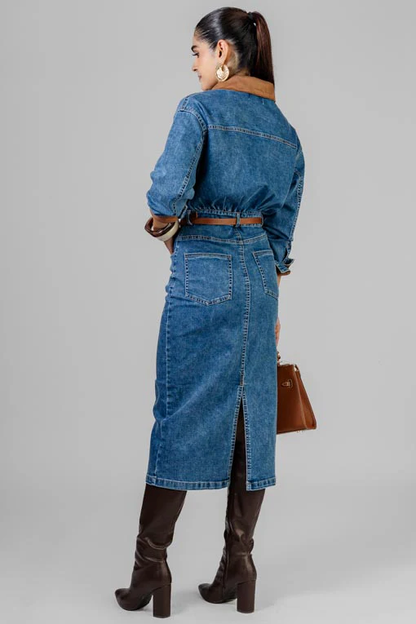 Denim Suede Dress