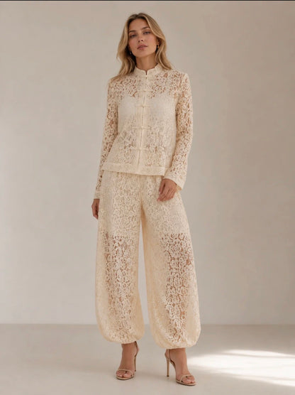 Ivory Lace Pant Set