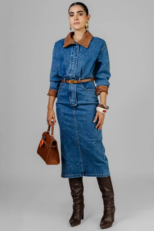 Denim Suede Dress