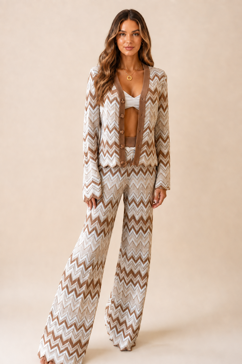 Geo Knitted Pant Set