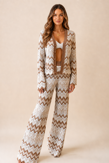 Geo Knitted Pant Set