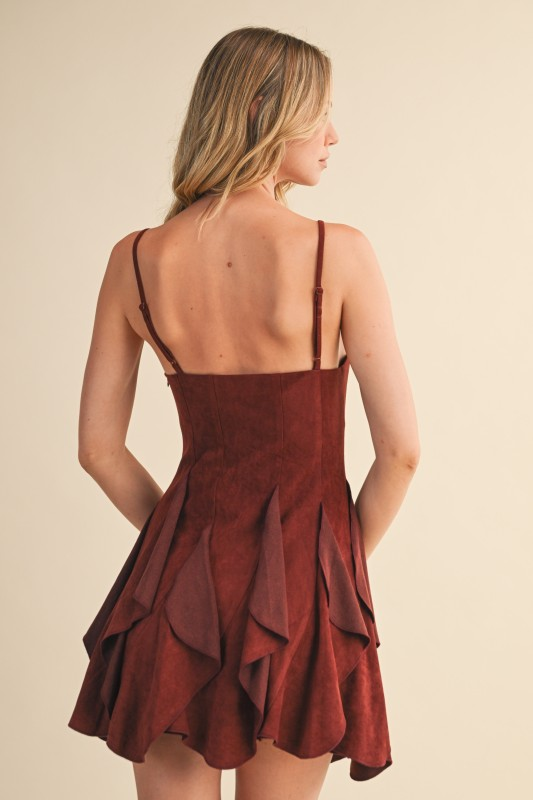 Suede Cascade Dress