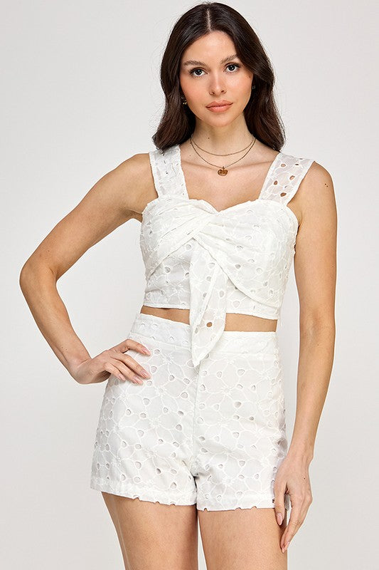 White Bow Short Set