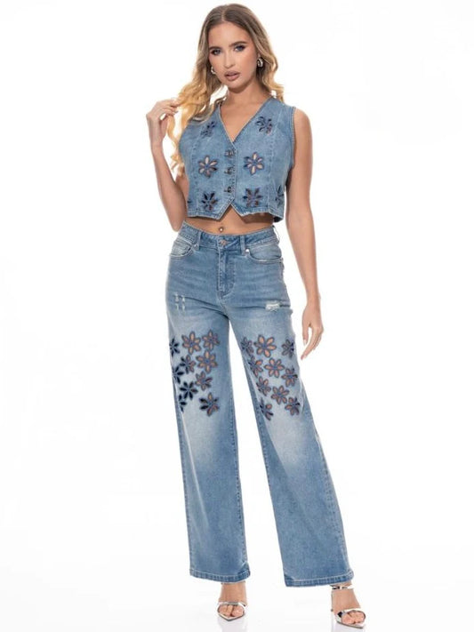 Galita Flower Cutouts Denim Set