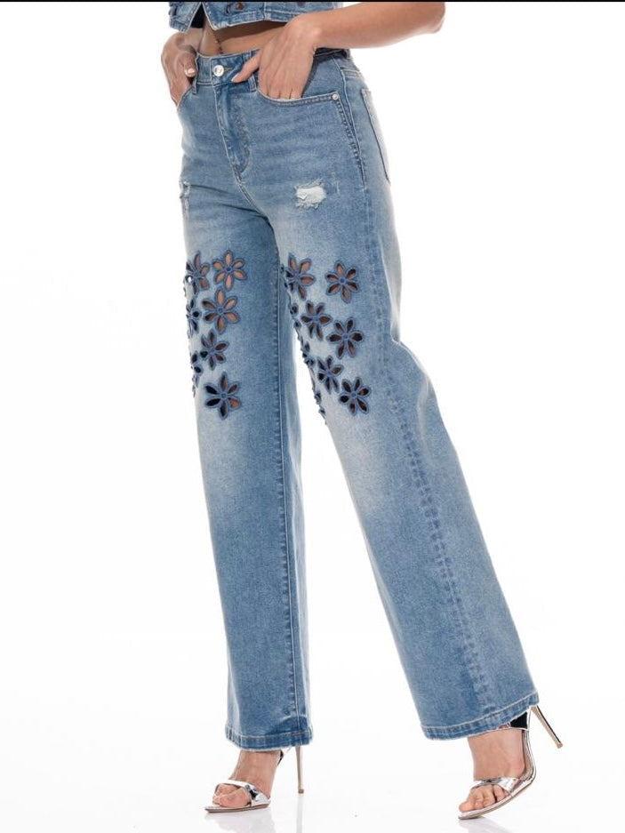 Galita Flower Cutouts Denim Set