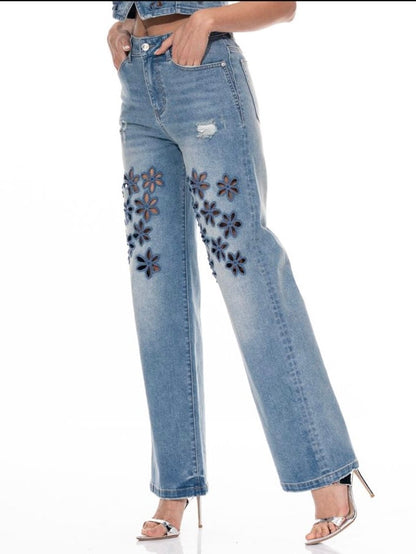 Galita Flower Cutouts Denim Set