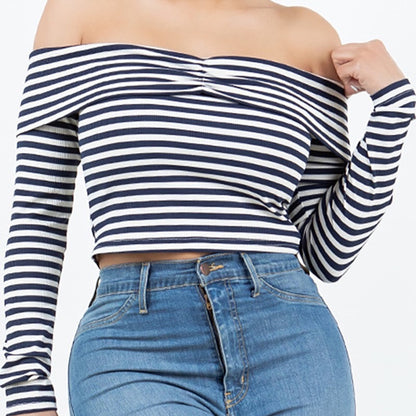 Navy Off the Shoulder Top