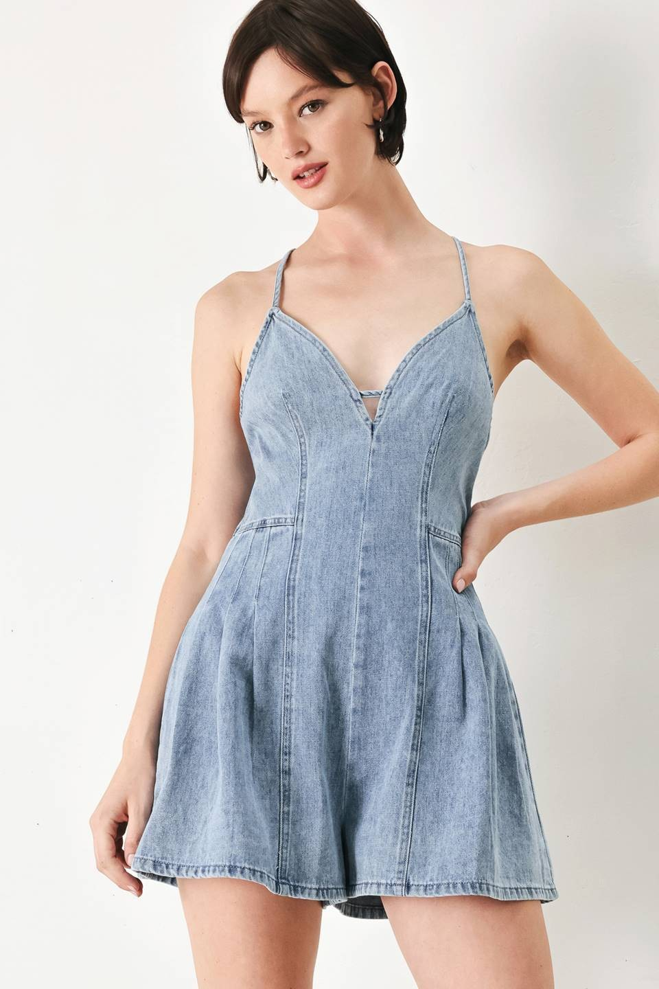 Elara Denim Romper