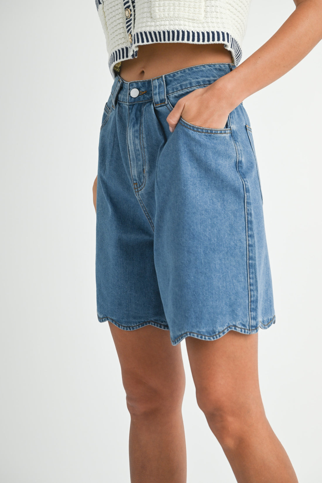Megan Scallop Hem Bermuda Shorts