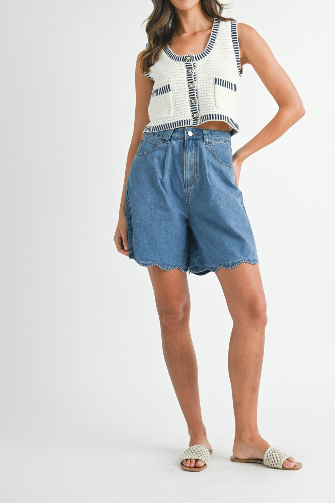 Megan Scallop Hem Bermuda Shorts