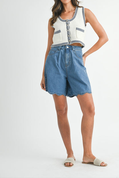 Megan Scallop Hem Bermuda Shorts