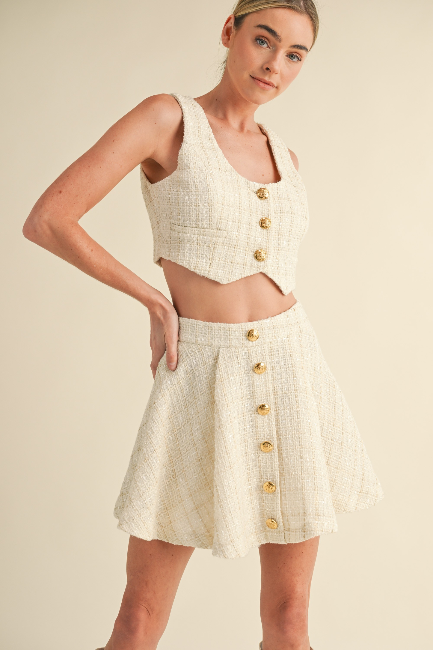 Jackie O Tweed Vest & Skirt Set