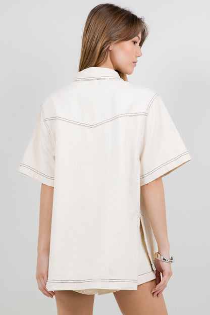 Ivory Outline Button-Up Shirt