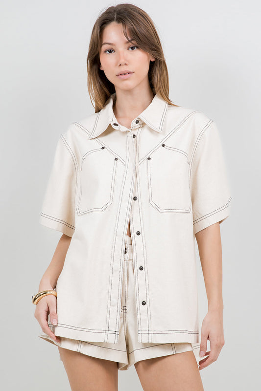 Ivory Outline Button-Up Shirt