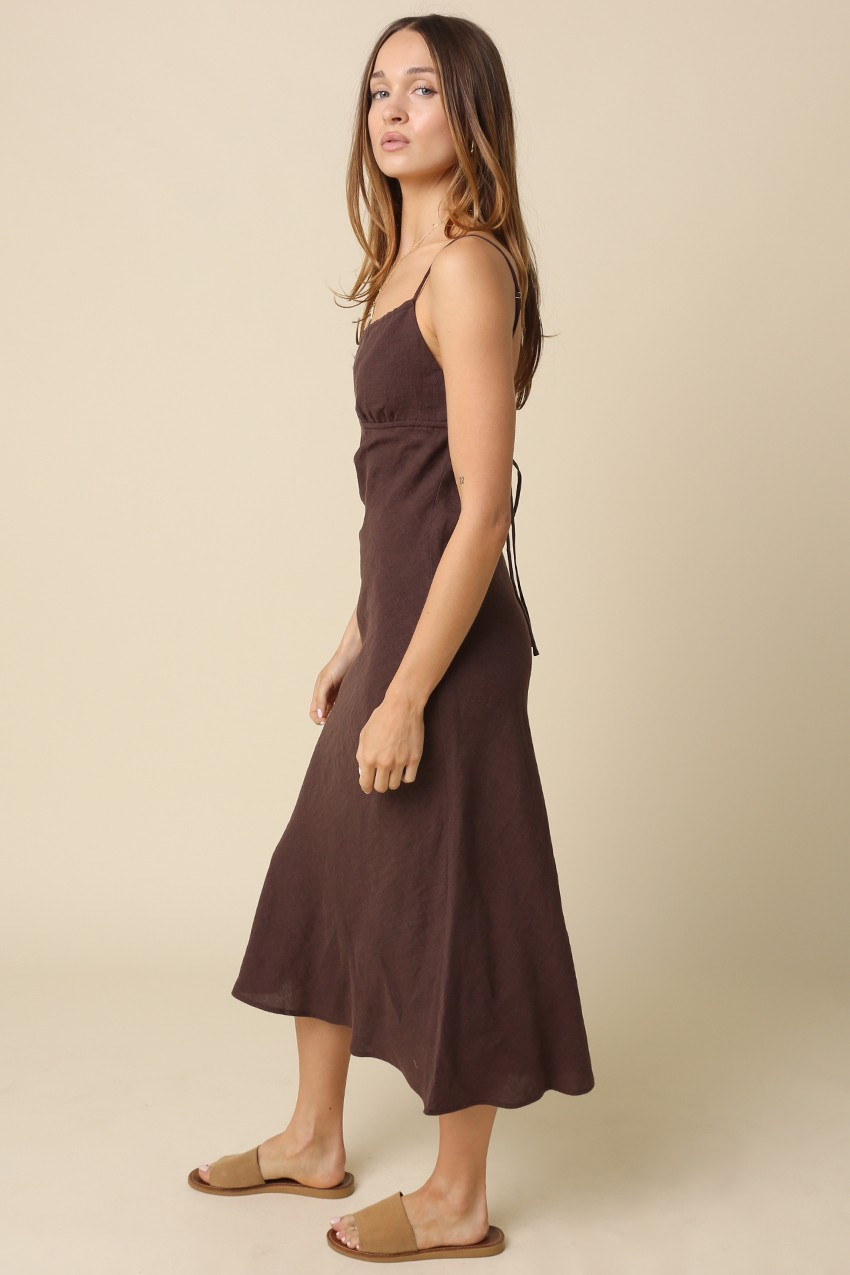 Elena Linen Open-Back Midi