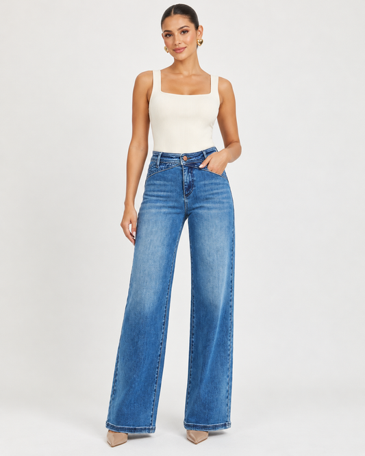 Camila Waist Detail Wide Leg Jeans