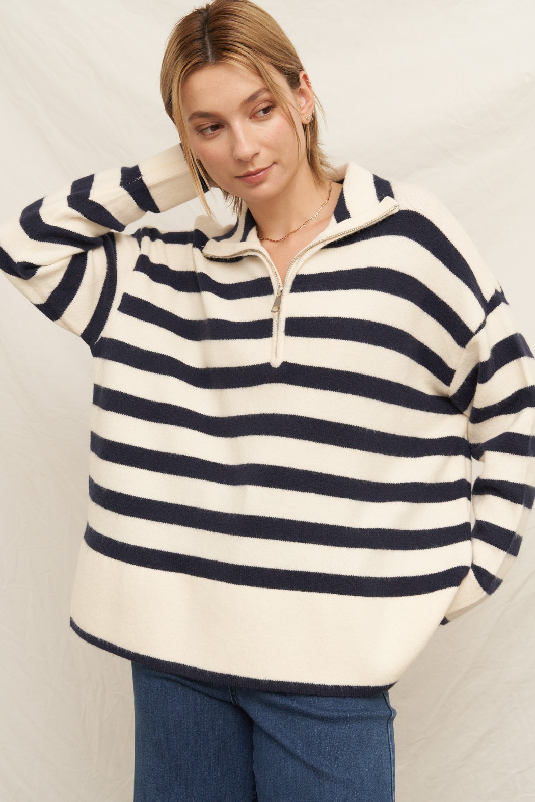 Kingston Striped Half-Zip Sweater
