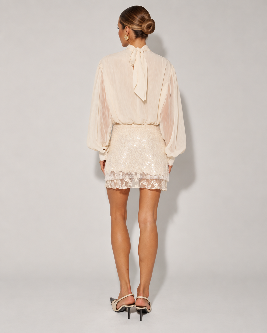 Champagne Hour Sequin Lace Mini Skirt Set