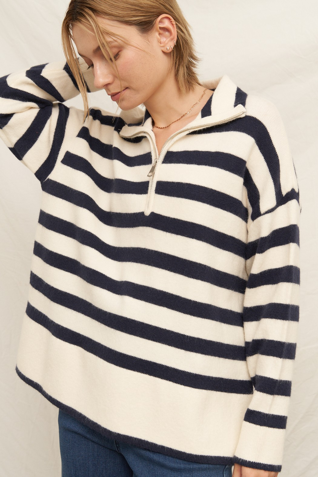 Kingston Striped Half-Zip Sweater