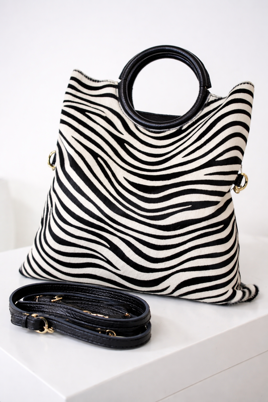 Zebra Pocket Leather Bag