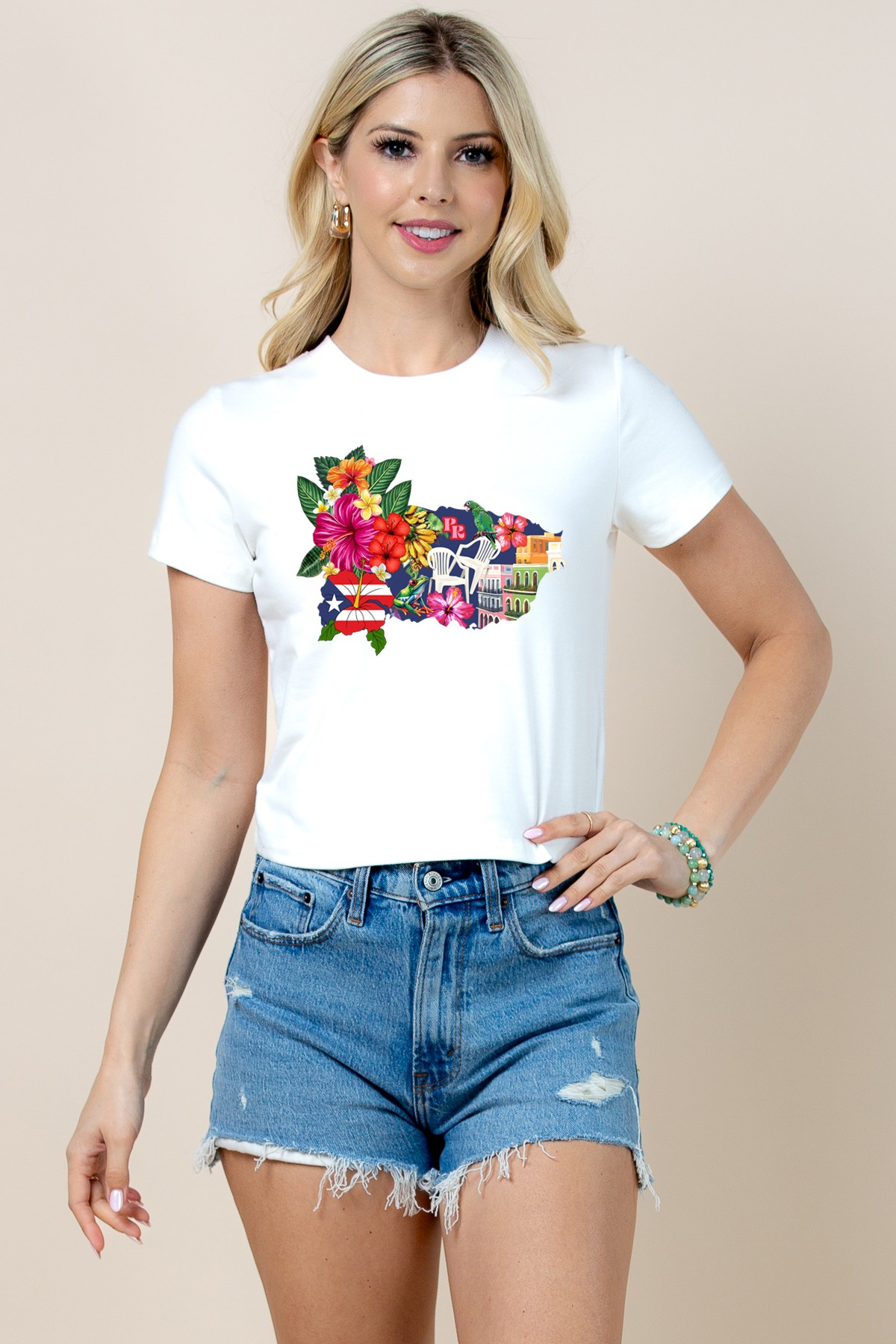 PR Floral Map Crop Tee