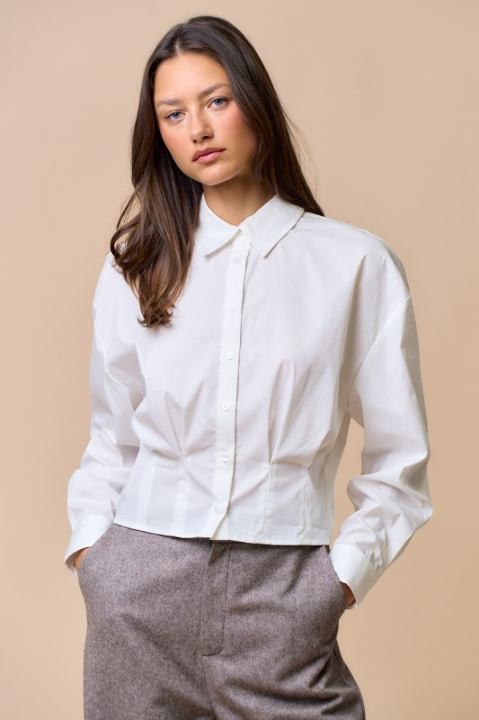 Lala Button-down Cropped Shirt