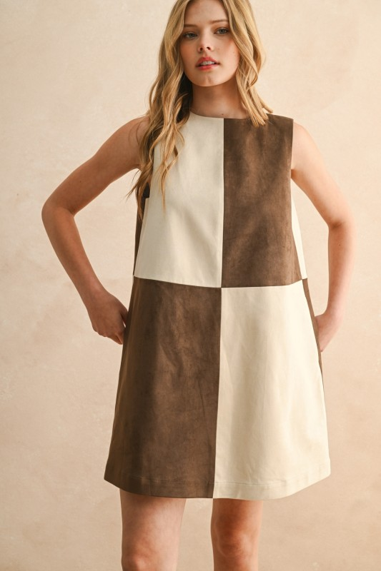 Suede Contrast Dress
