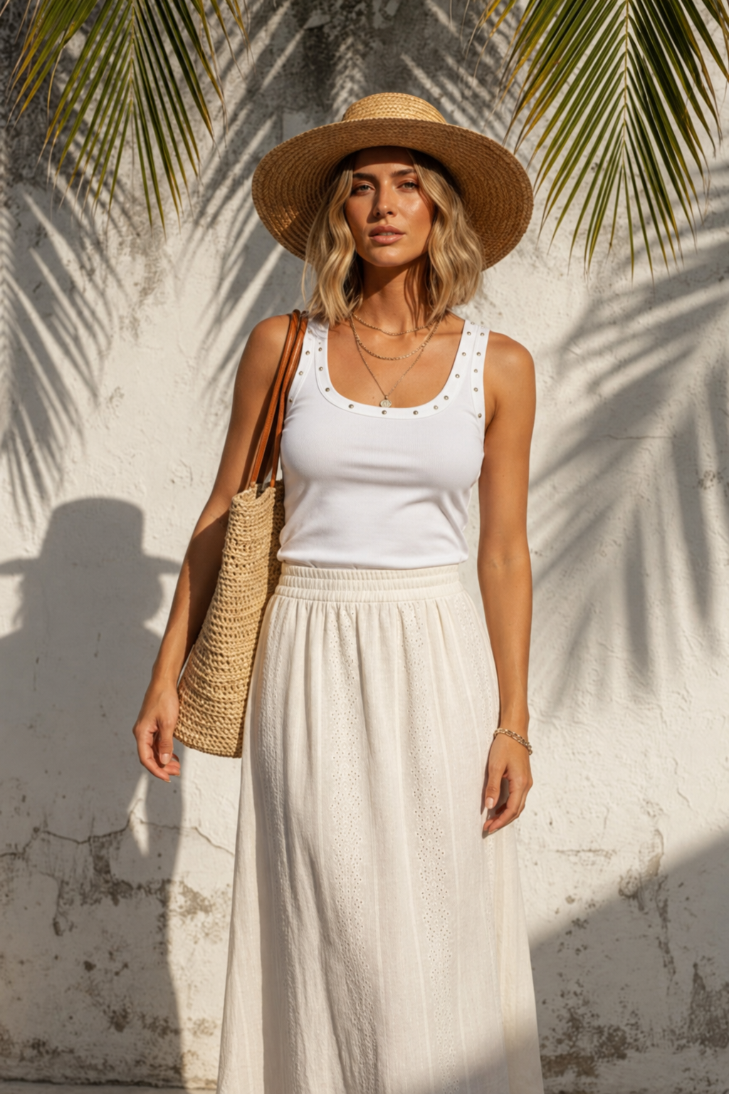 Stud Trim Scoop Neck Tank