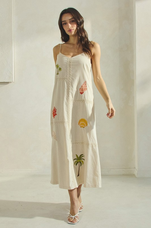 Mayorca Tropical Embroidered Maxi Dress