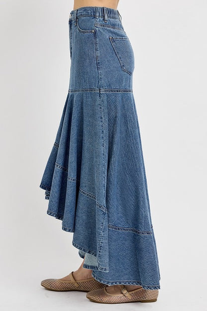 Sara High Low Denim Skirt