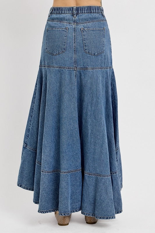 Sara High Low Denim Skirt
