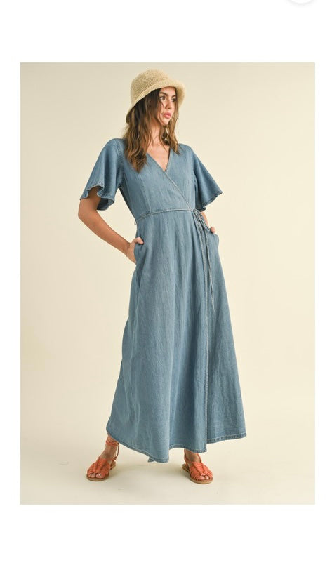 Titi Denim Wrap Around Dress