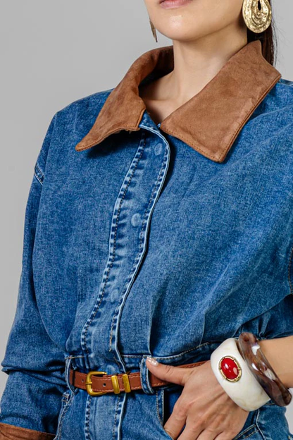 Denim Suede Dress