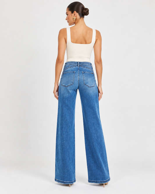Camila Waist Detail Wide Leg Jeans