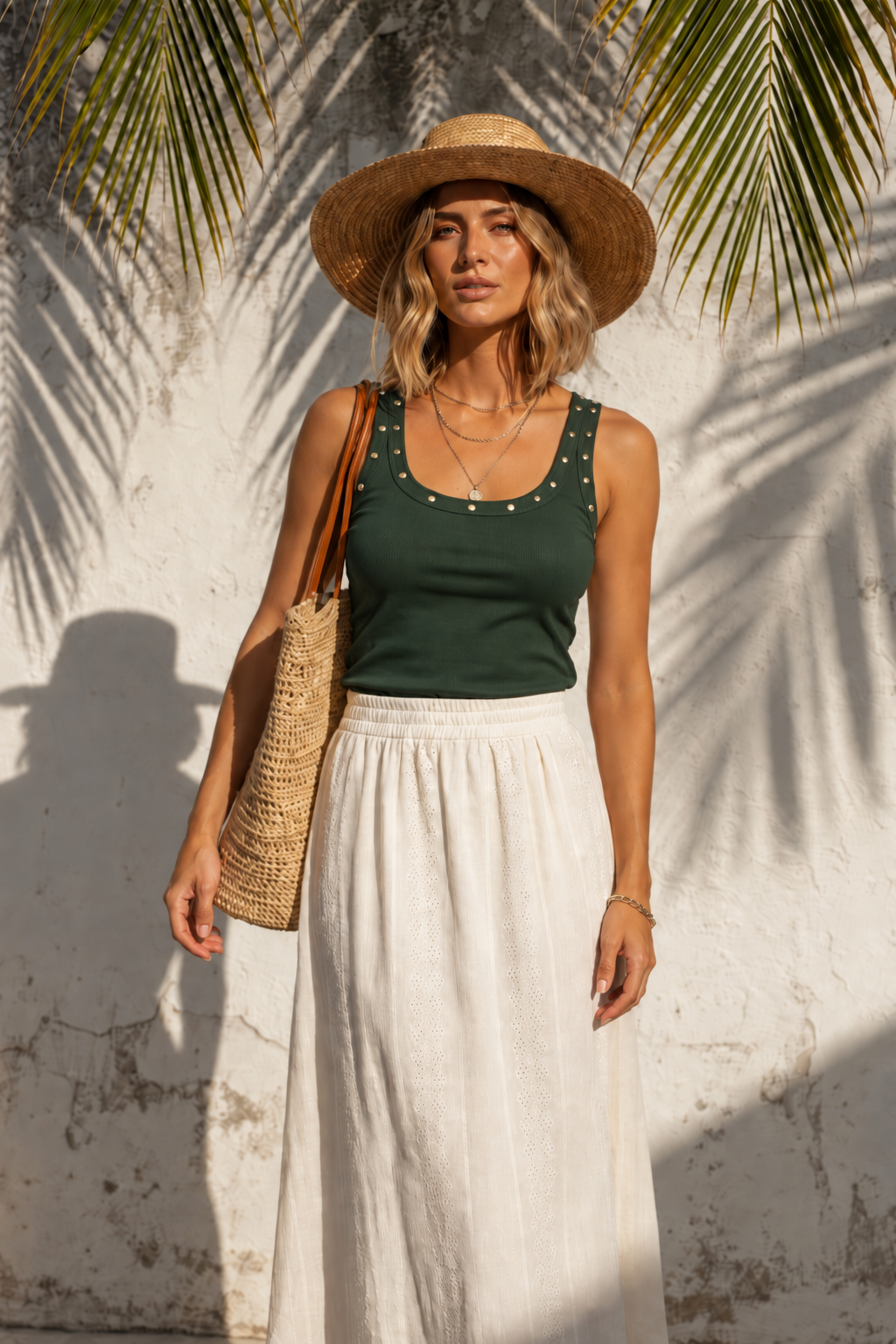 Stud Trim Scoop Neck Tank
