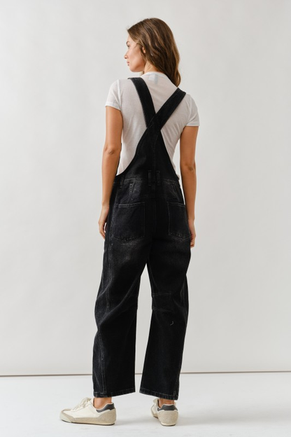 Brooks Black Slouchy Relax Fit Denim Overalls