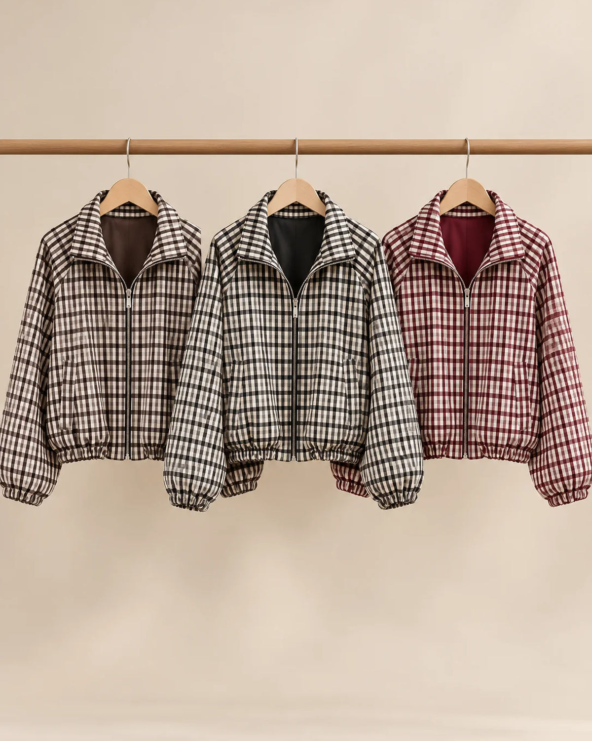 Gingham Bomber Jacket