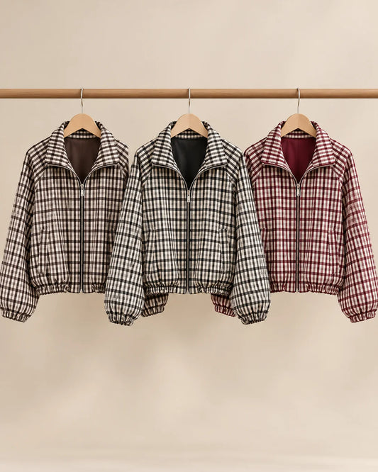 Gingham Bomber Jacket