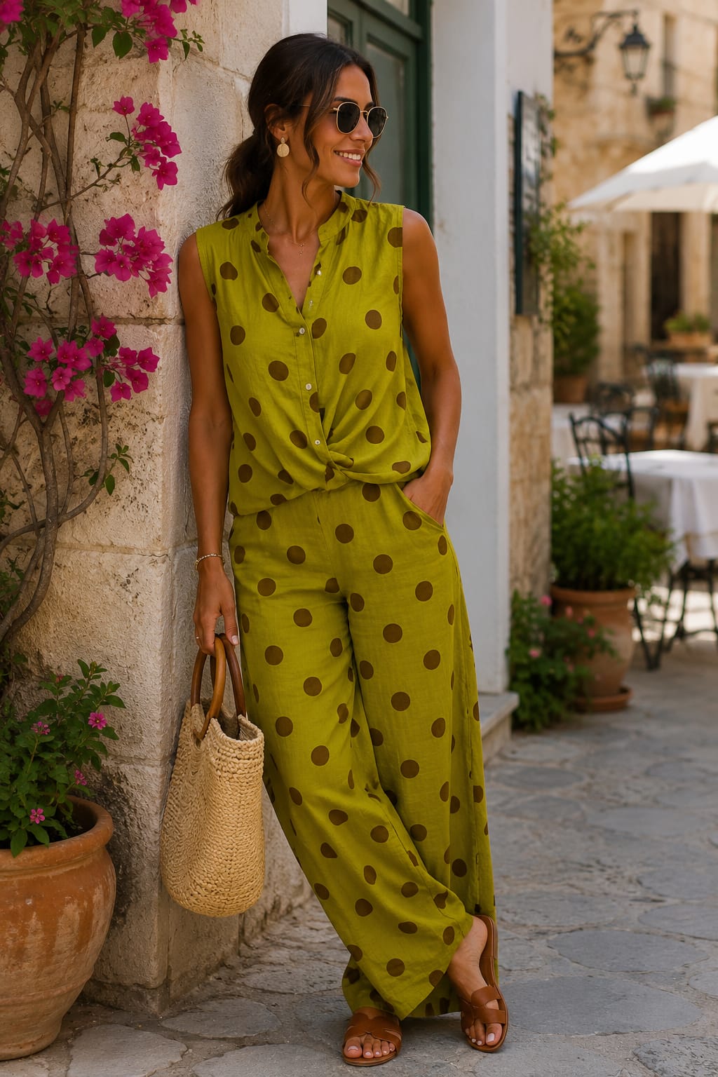 Juana Polka Dot Linen Pant Set