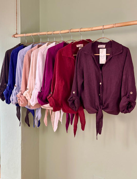 Perla Linen Knot Blouse